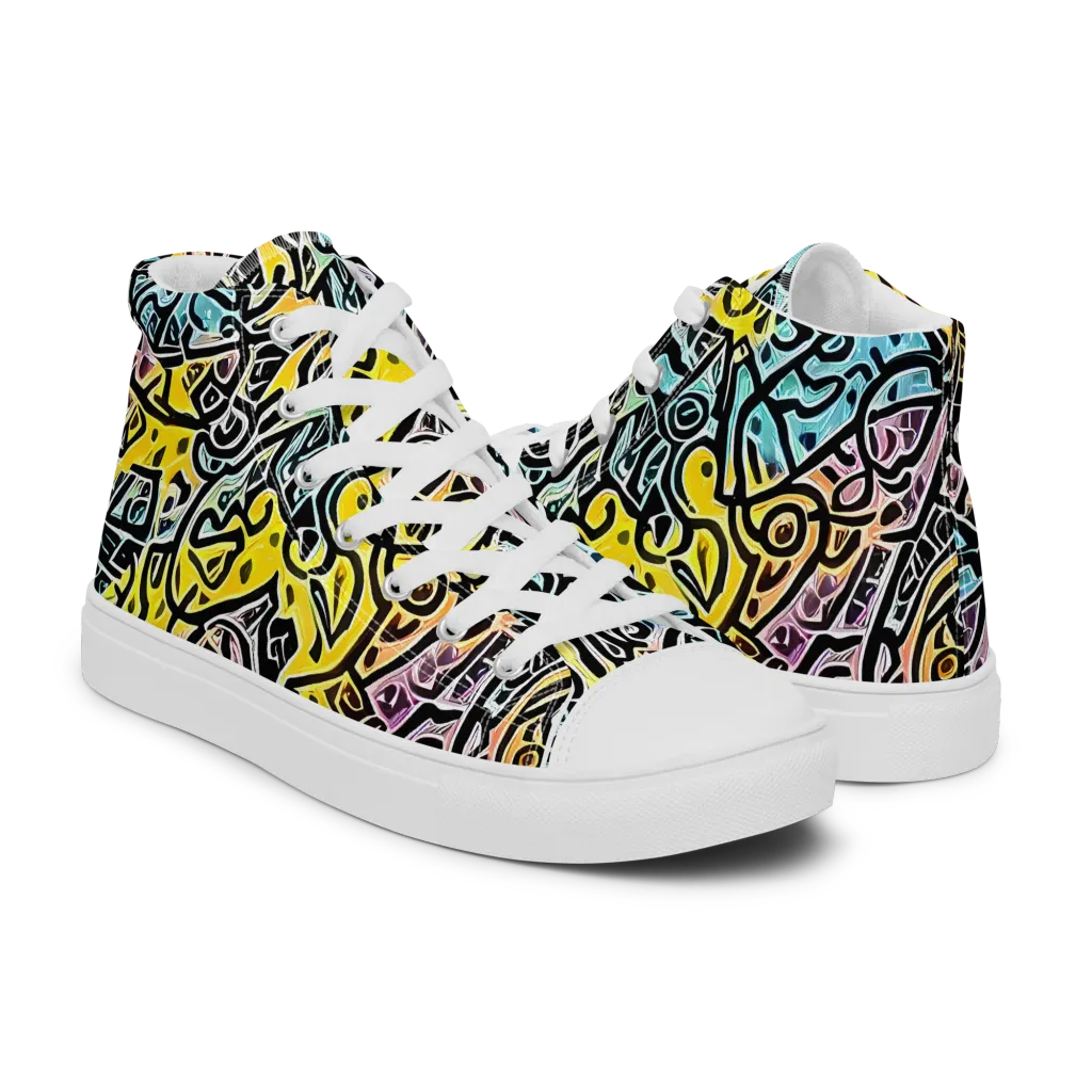 Chromatic Cipher on Women's High Top Canvas Shoes — Right