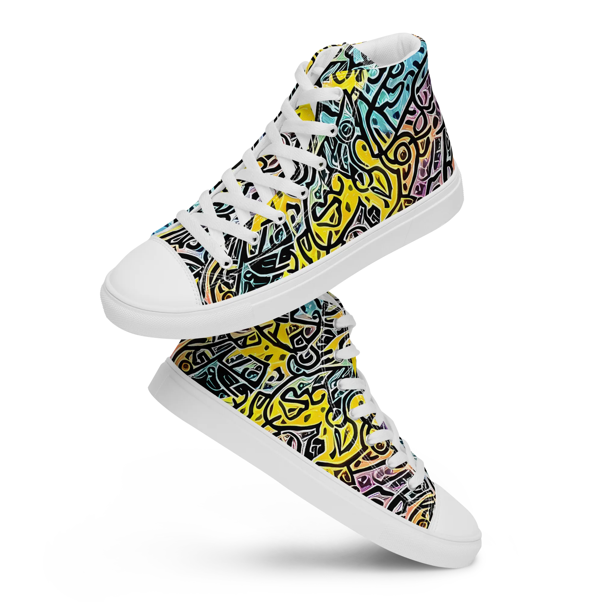 Chromatic Cipher on Women's High Top Canvas Shoes — Front