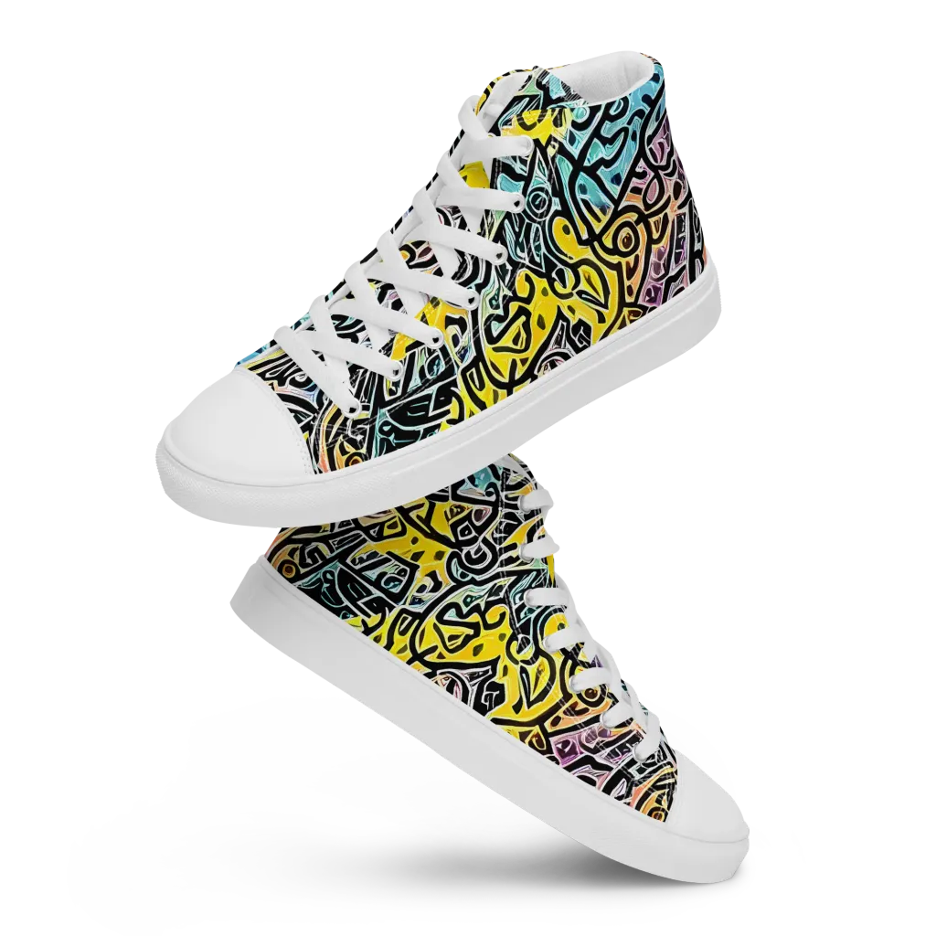 Chromatic Cipher on Women's High Top Canvas Shoes — Front