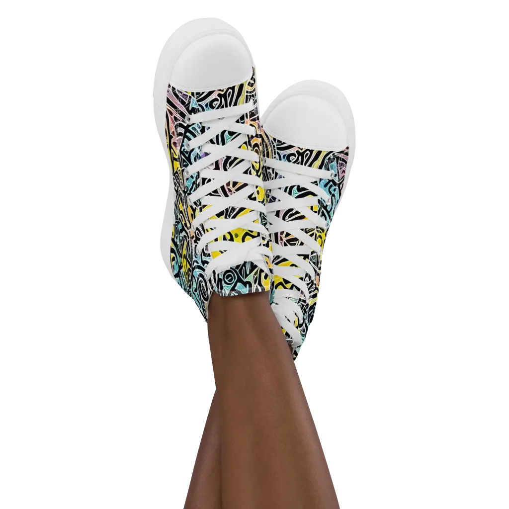 Chromatic Cipher on Women's High Top Canvas Shoes — Front