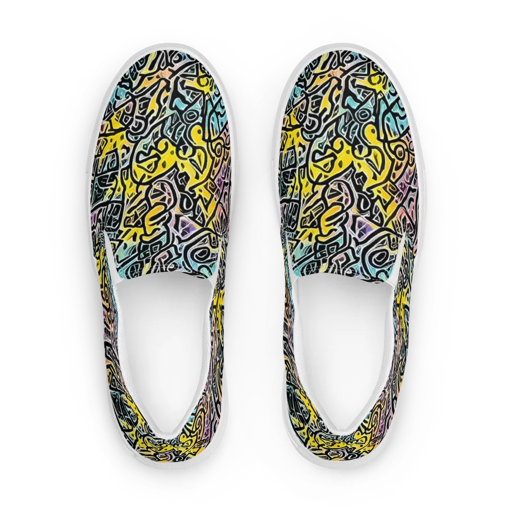 Chromatic Cipher on Men's Slip-On Canvas Shoes — Front