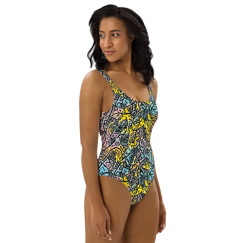 Chromatic Cipher on One-Piece Swimsuit — Right