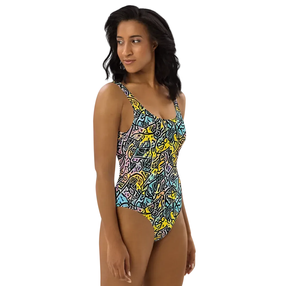 Chromatic Cipher on One-Piece Swimsuit — Right