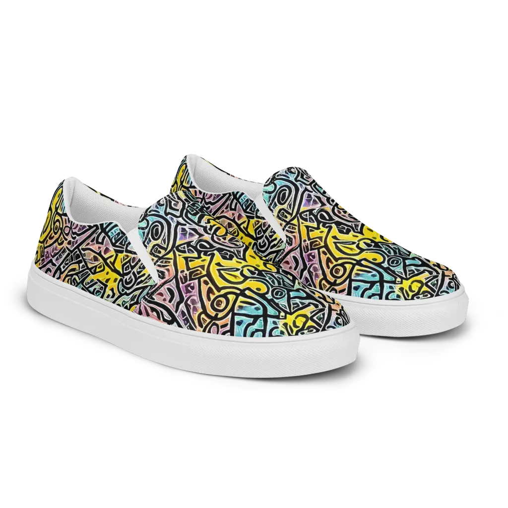 Chromatic Cipher on Women's Slip-On Canvas Shoes — Right Front