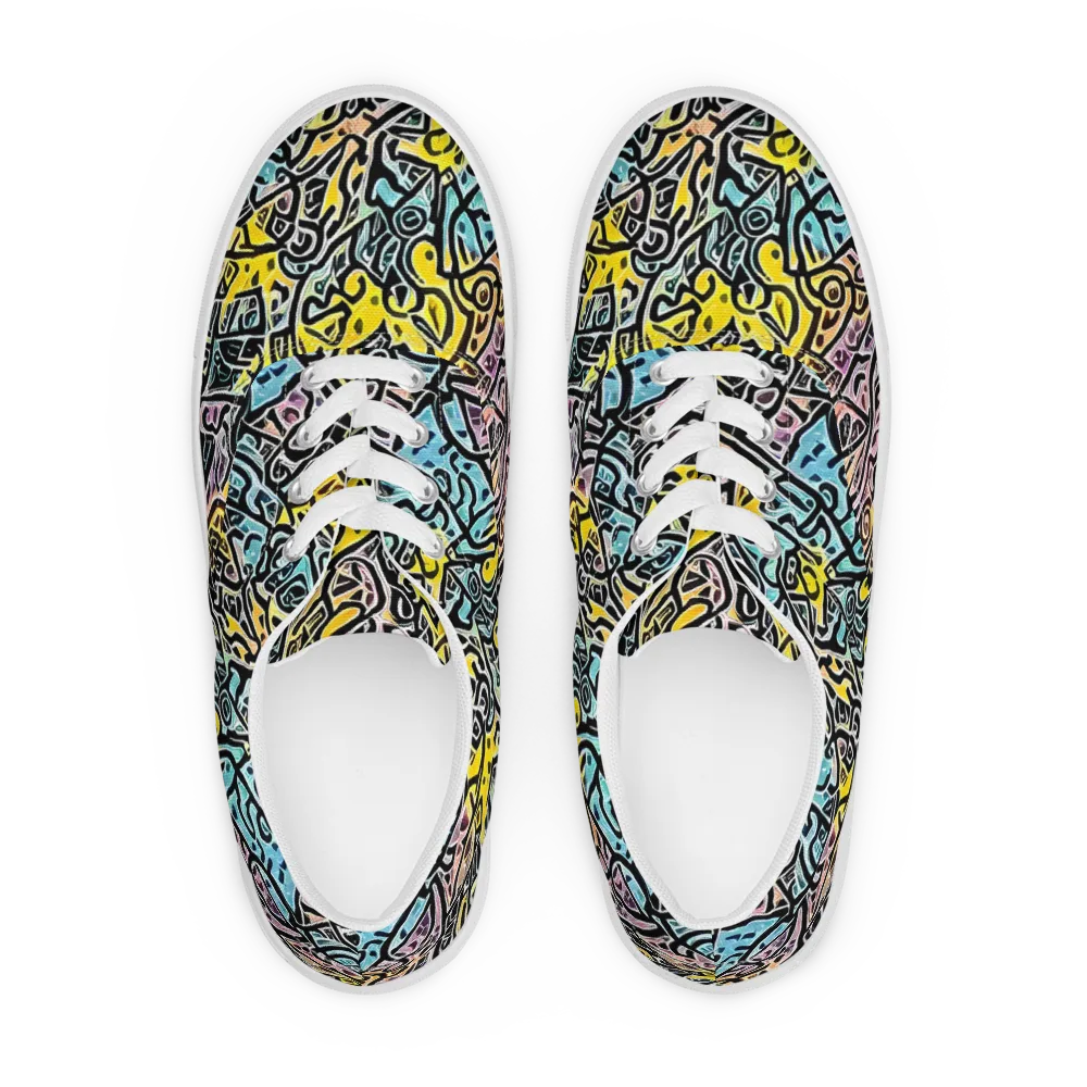 Chromatic Cipher on Men's Lace-Up Canvas Shoes — Front
