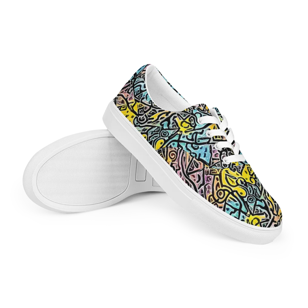 Chromatic Cipher on Men's Lace-Up Canvas Shoes — Right Front