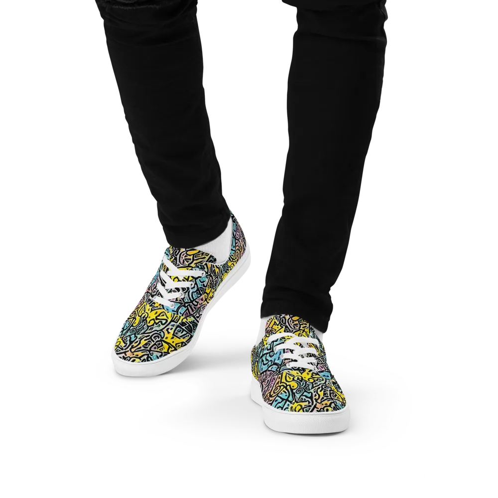 Chromatic Cipher on Men's Lace-Up Canvas Shoes — Front