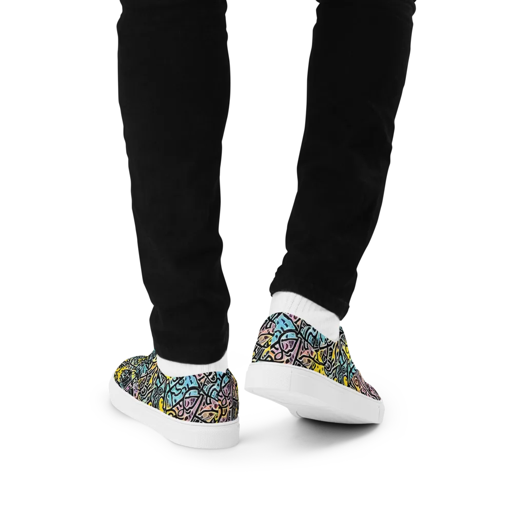 Chromatic Cipher on Men's Lace-Up Canvas Shoes — Back