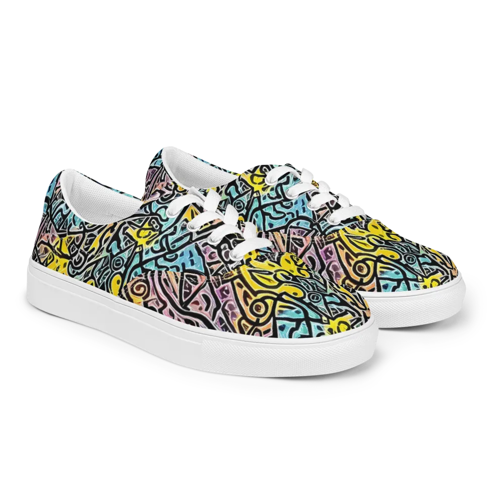 Chromatic Cipher on Men's Lace-Up Canvas Shoes — Right Front