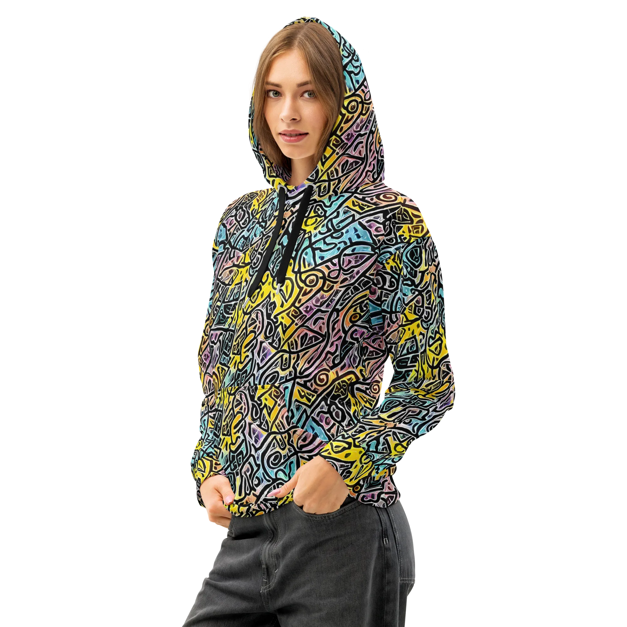 Chromatic Cipher on Cotton Hoodie — Left Front