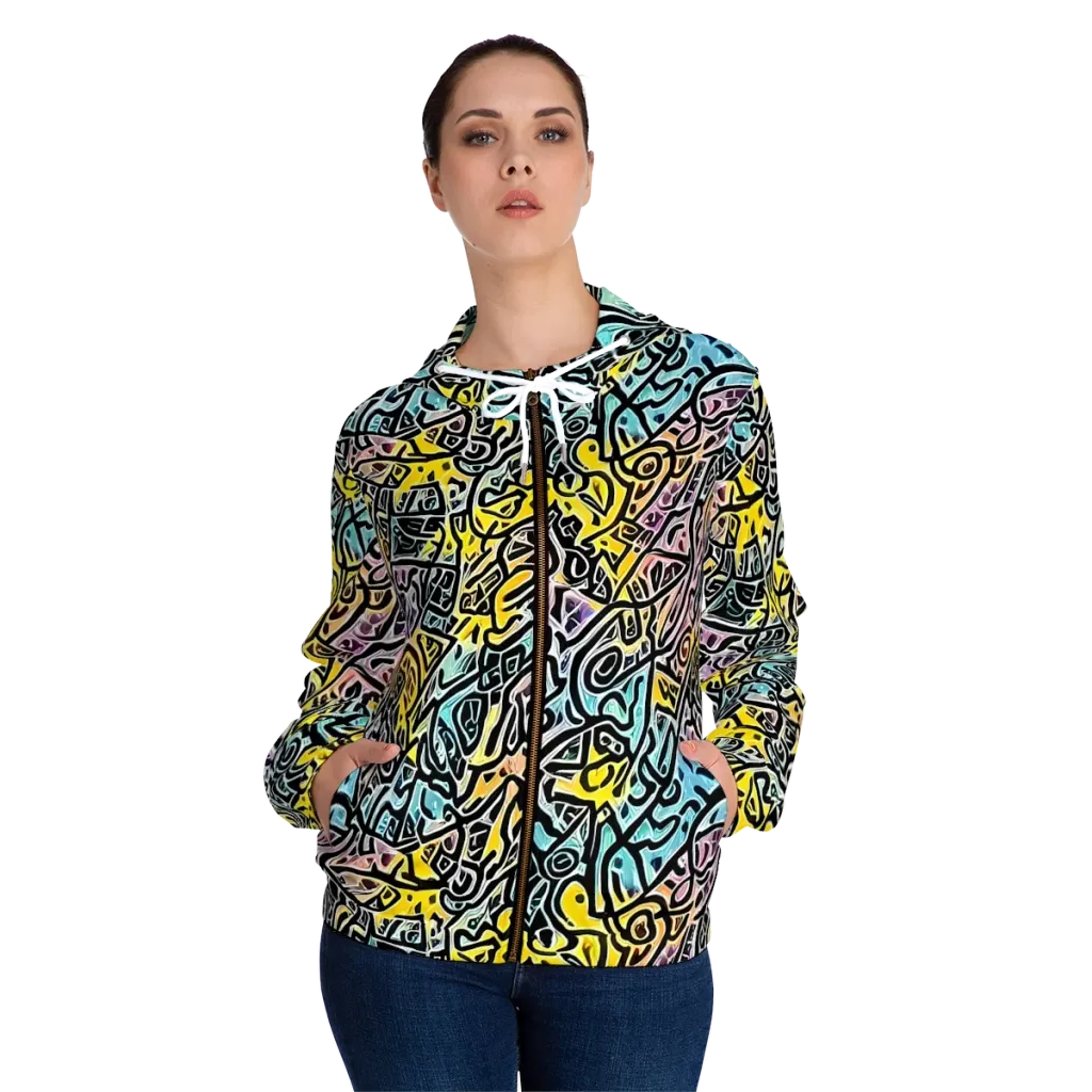 Chromatic Cipher on Women's Full-Zip Hoodie — Front On Person