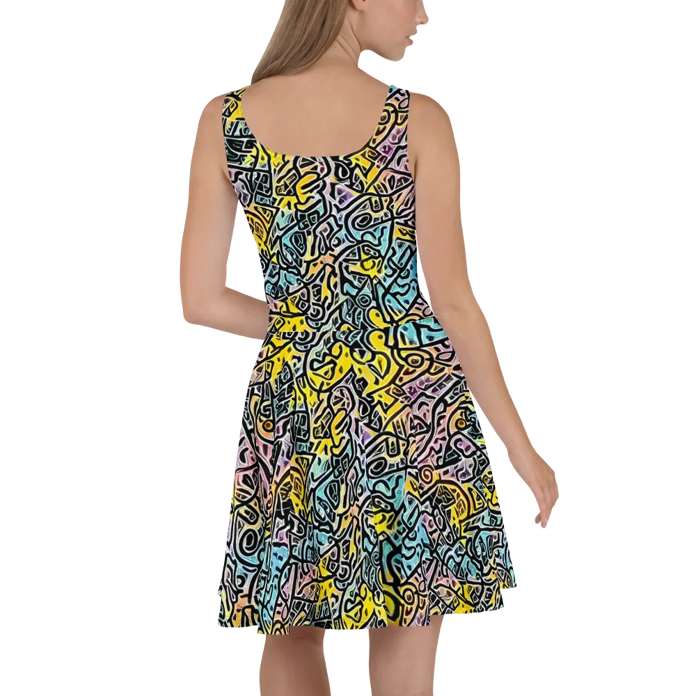 Chromatic Cipher on Skater Dress — Back