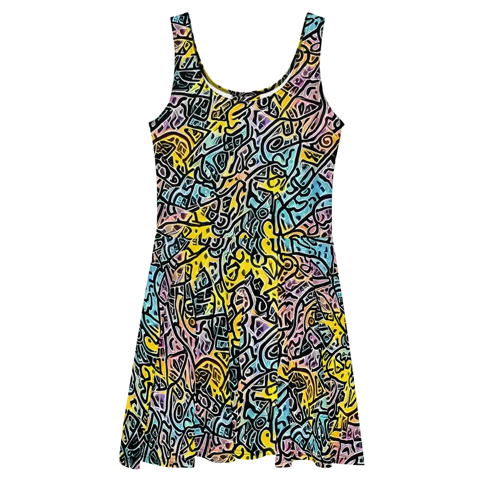 Chromatic Cipher on Skater Dress — Front