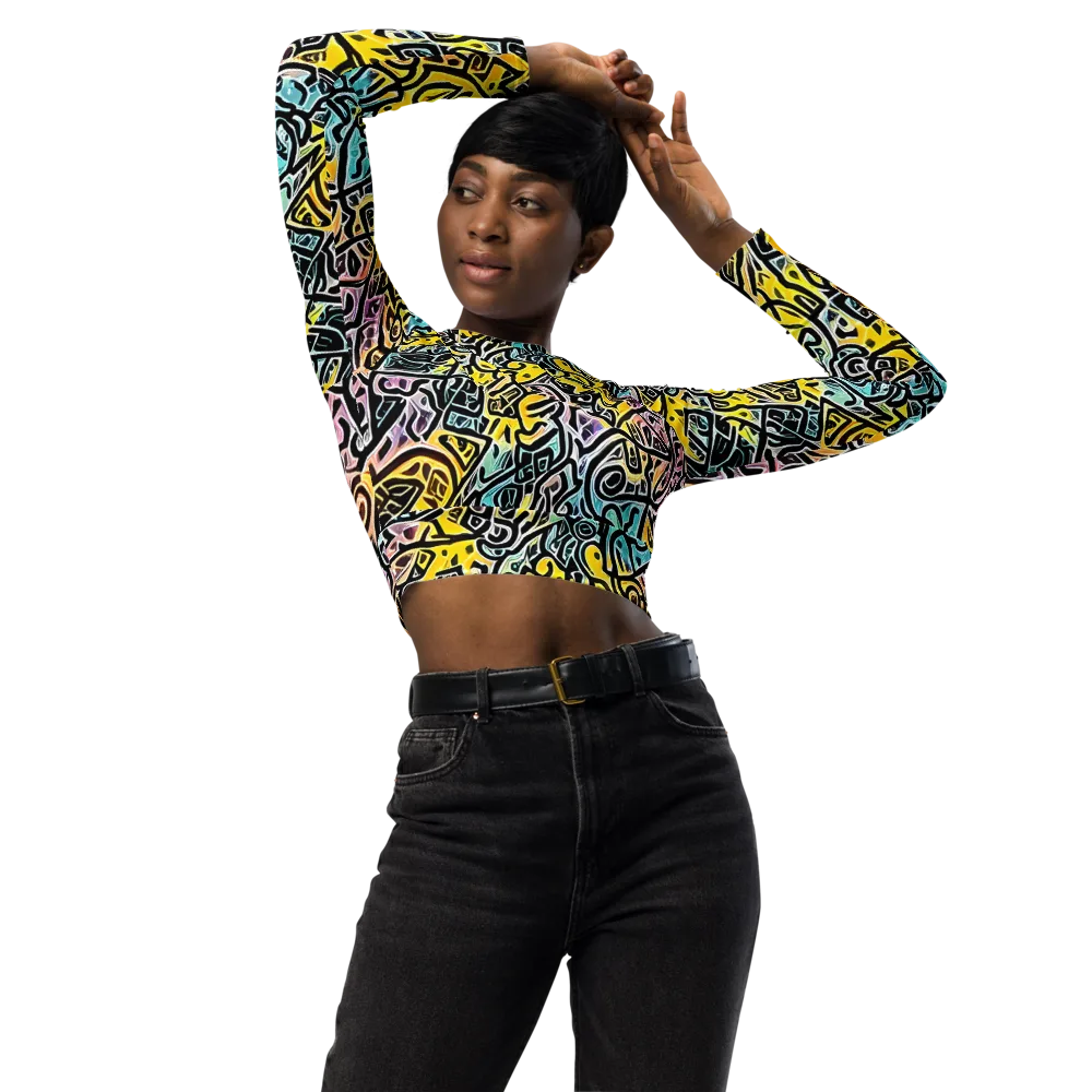 Chromatic Cipher on Long Sleeve Crop Top — Front