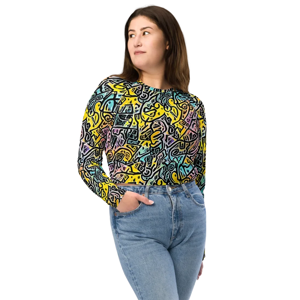 Chromatic Cipher on Long Sleeve Crop Top — Front
