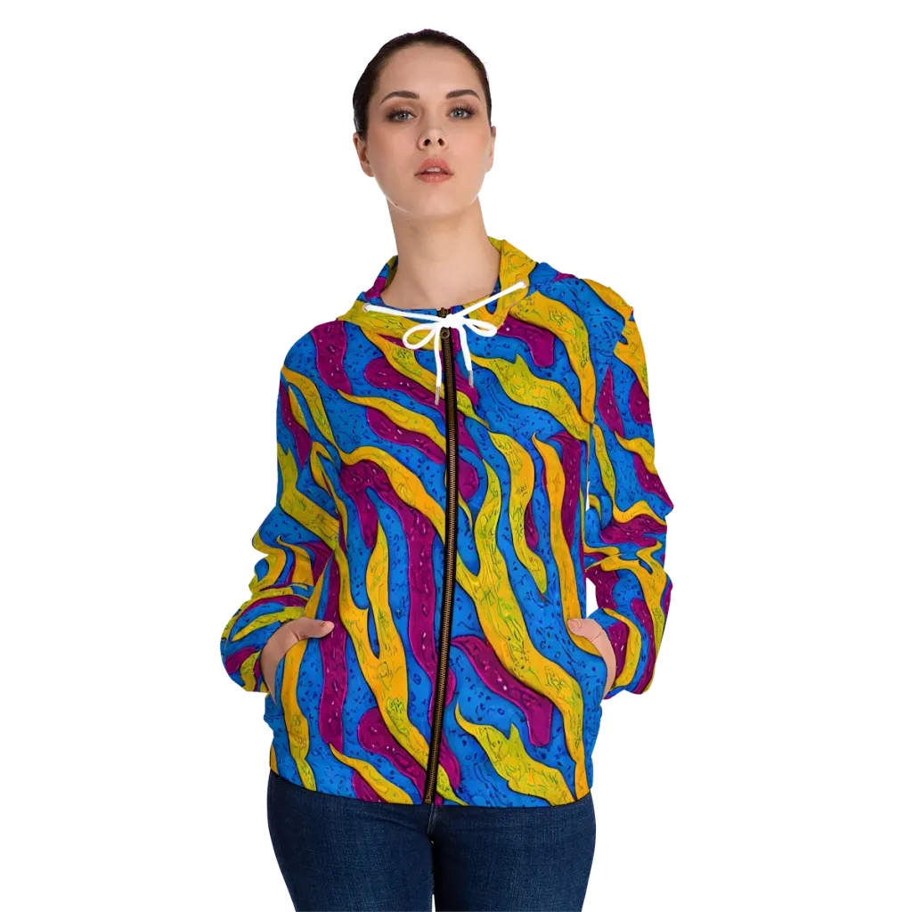 Luminous Snare on Women's Full-Zip Hoodie — Front On Person