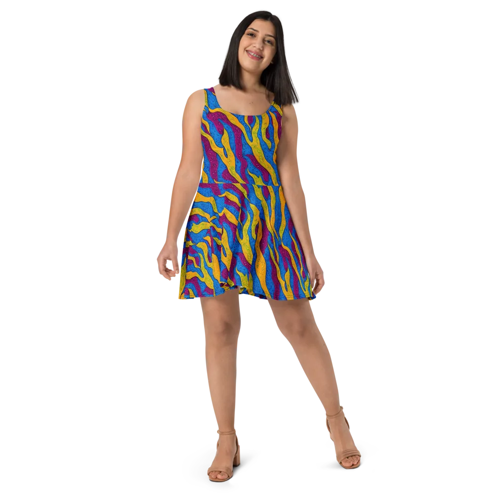 Luminous Snare on Skater Dress — Front