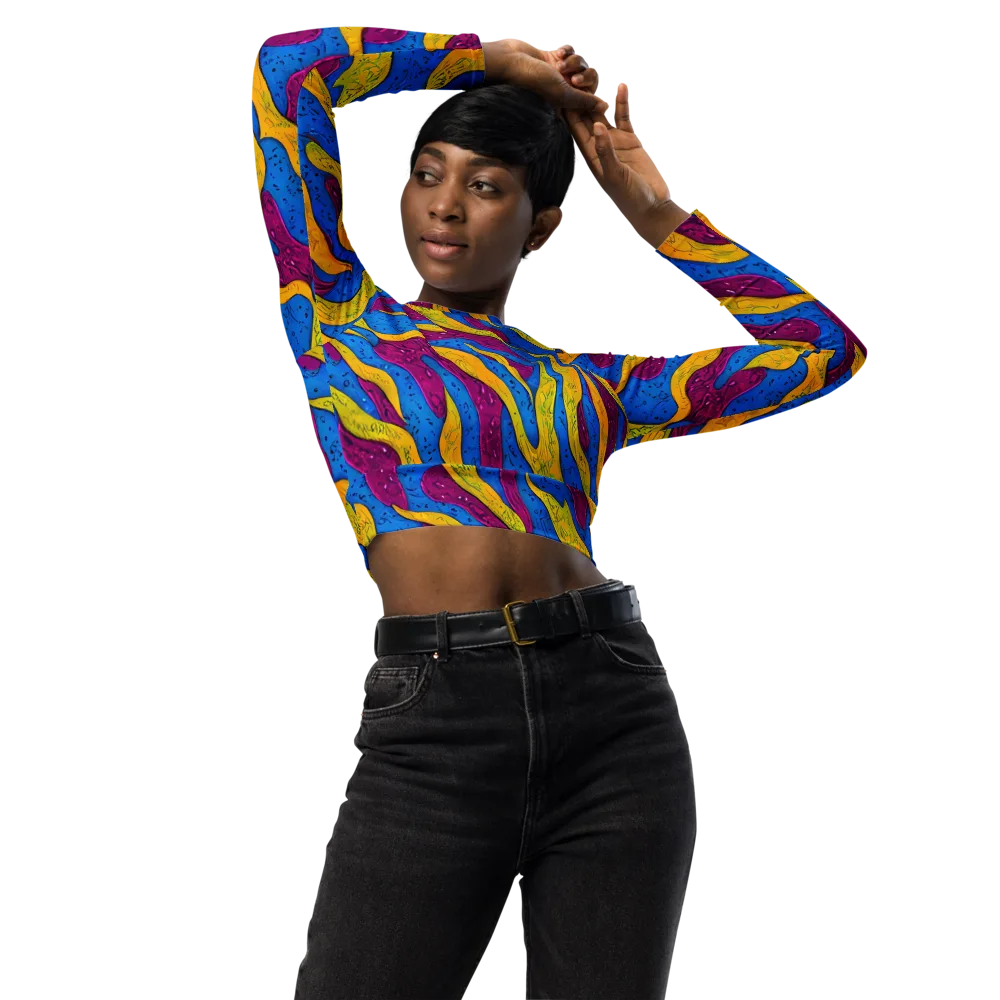 Luminous Snare on Long Sleeve Crop Top — Front