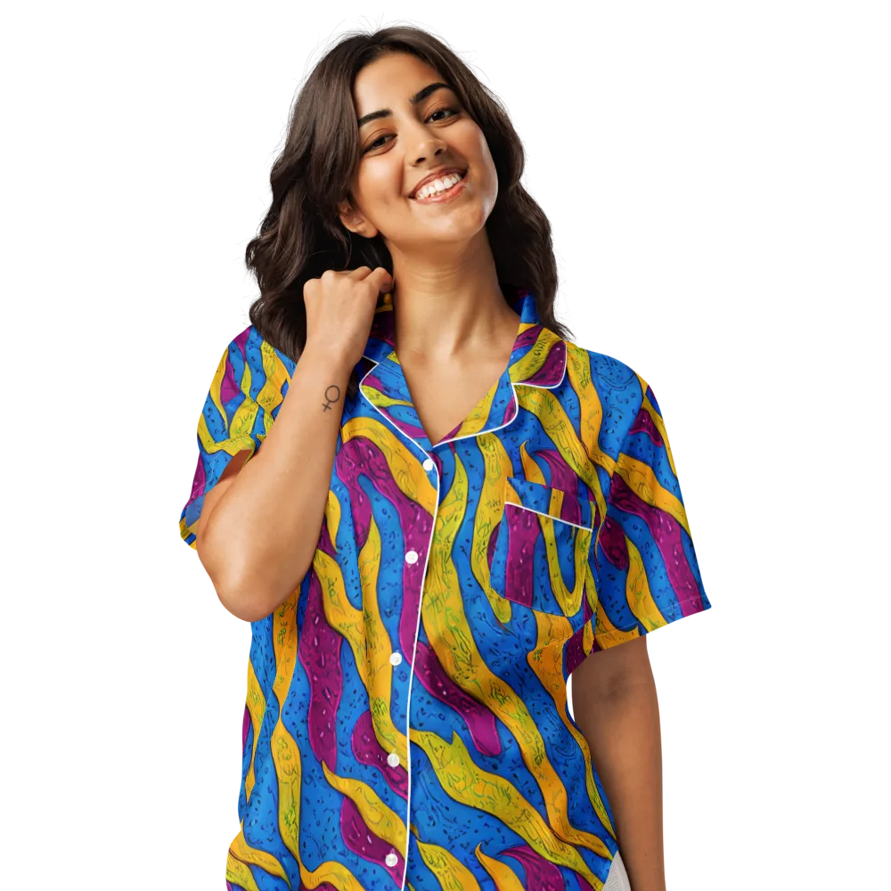 Luminous Snare on Women's Short Sleeve Pajama Top — Front