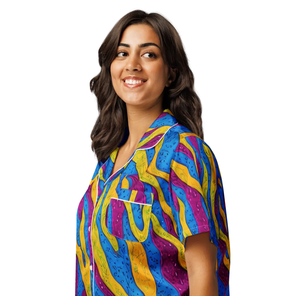Luminous Snare on Women's Short Sleeve Pajama Top — Left Front