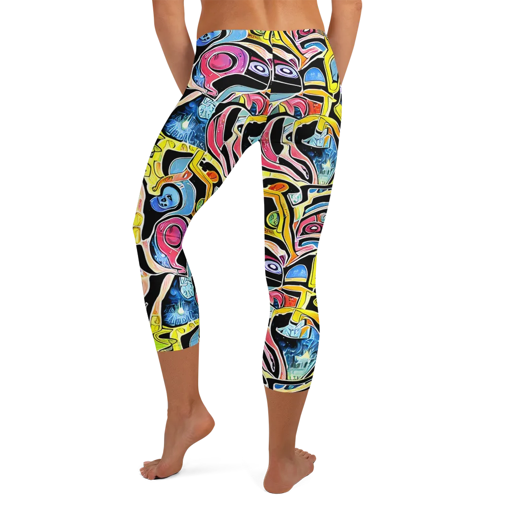 Blacklight Carnival on Capri Leggings — Back