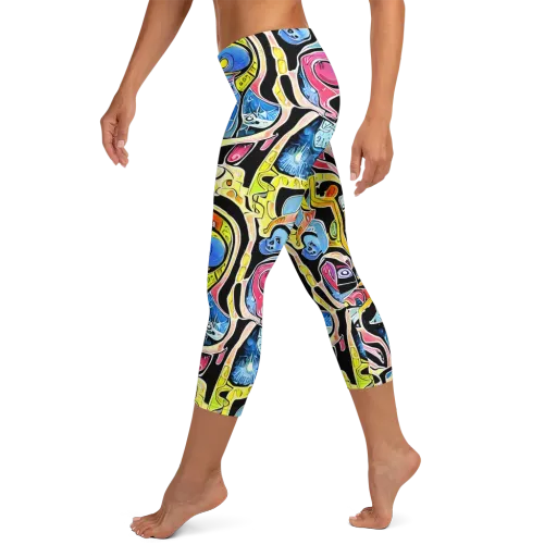 Blacklight Carnival on a Capri Leggings