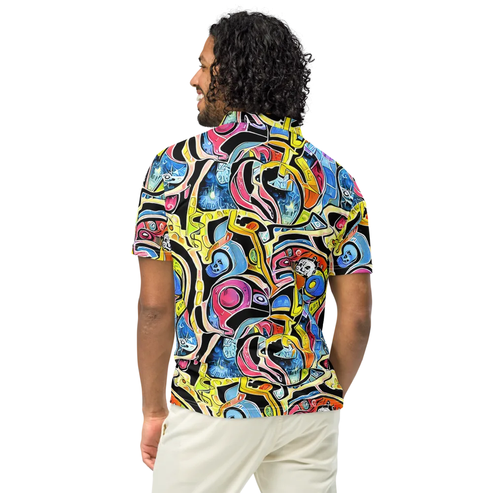 Blacklight Carnival on Men's Slim Fit Polo Shirt — Back