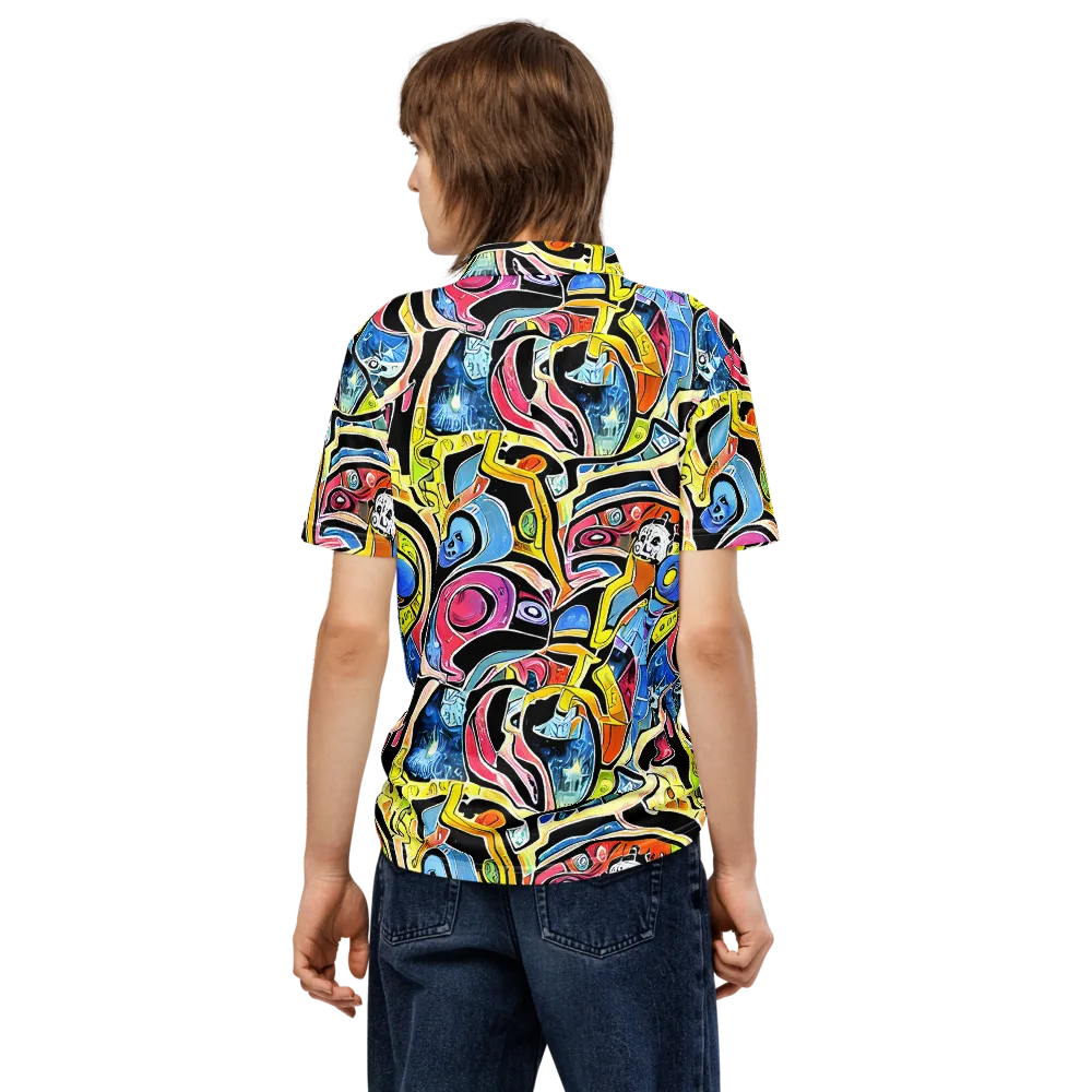 Blacklight Carnival on Men's Slim Fit Polo Shirt — Back