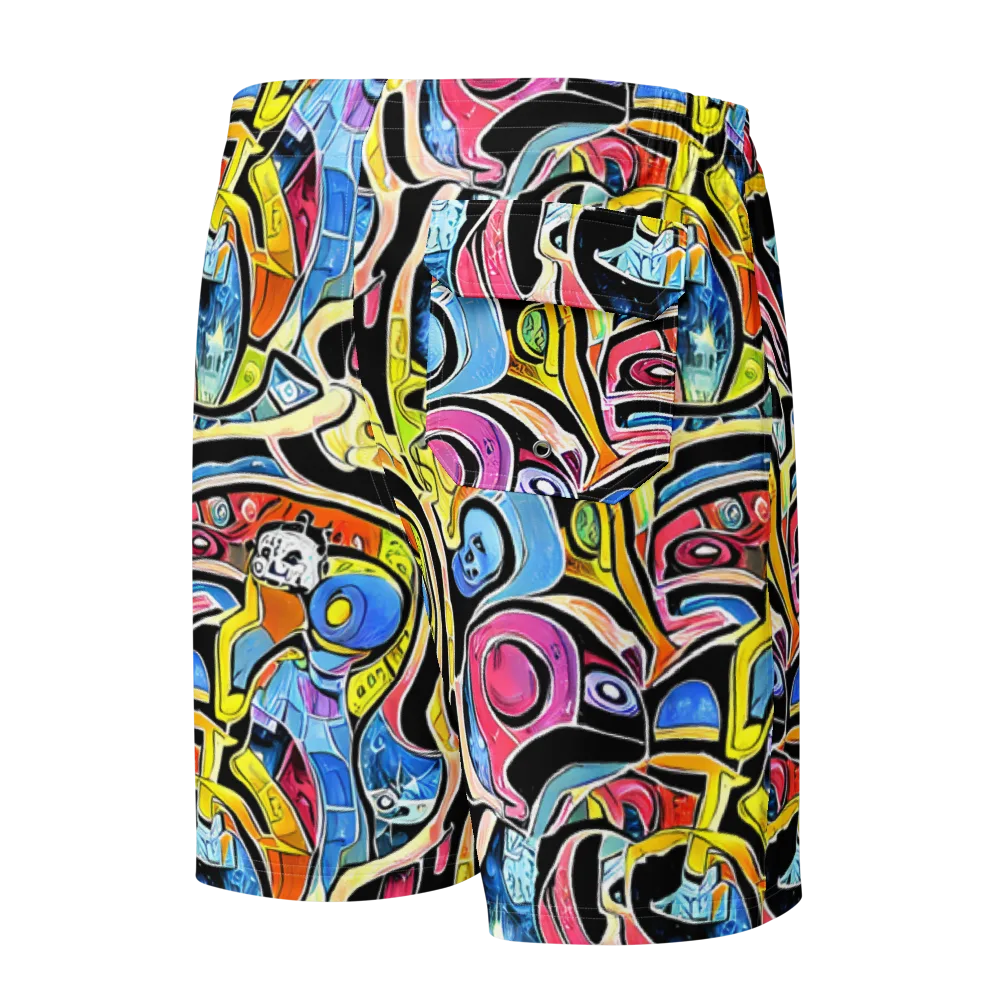 Blacklight Carnival on Men's Board Shorts — Back