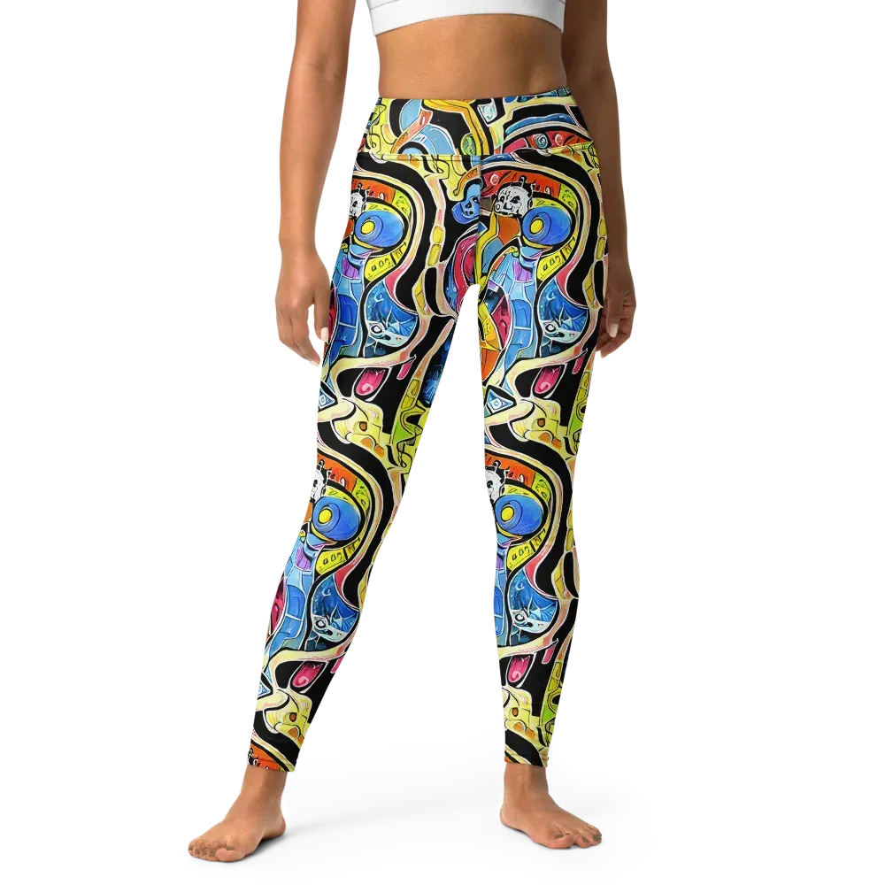 Blacklight Carnival on Yoga Leggings — Front