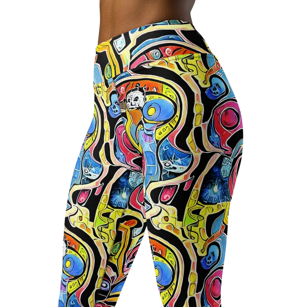 Blacklight Carnival on Yoga Leggings — Left Front