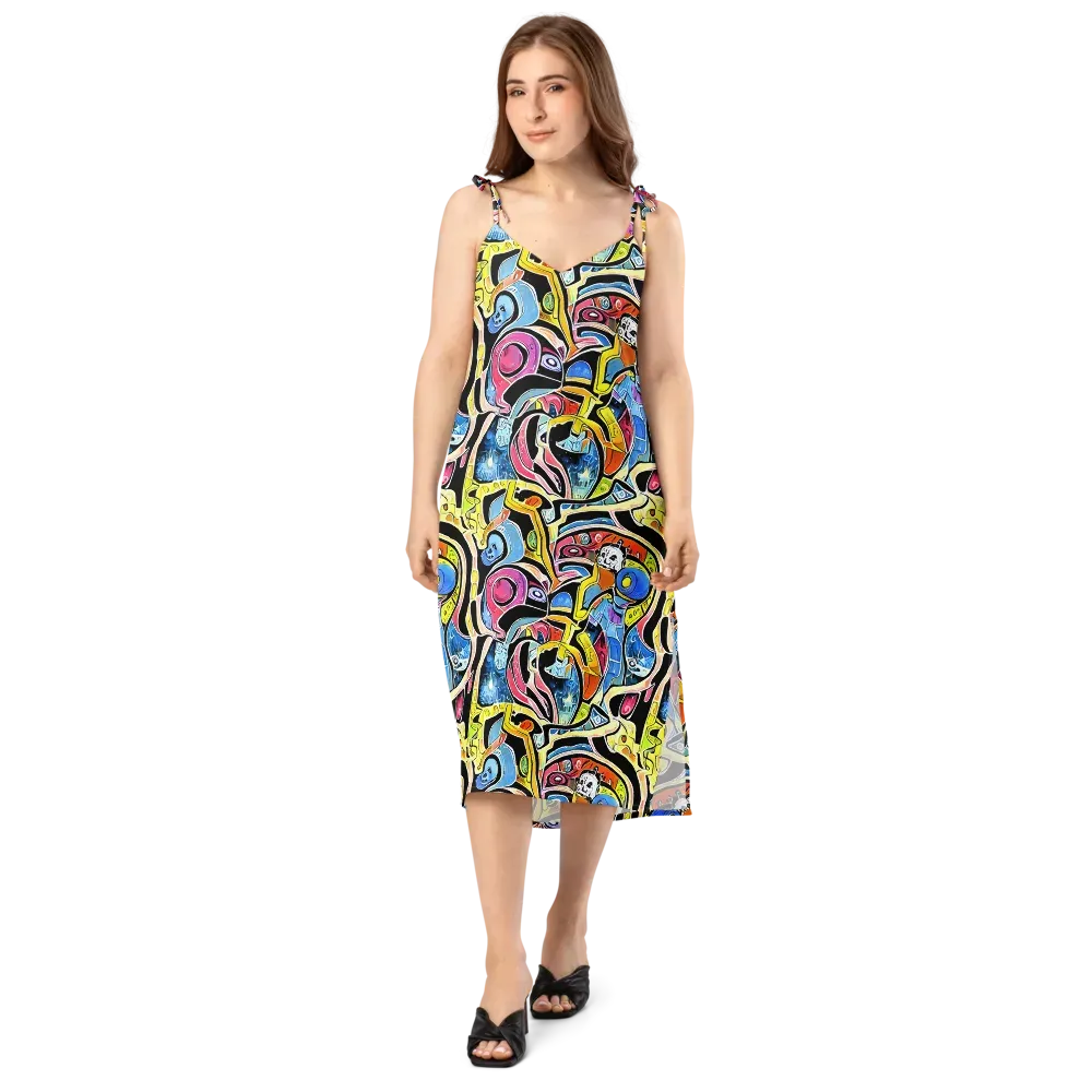 Blacklight Carnival on Slip Dress — Front