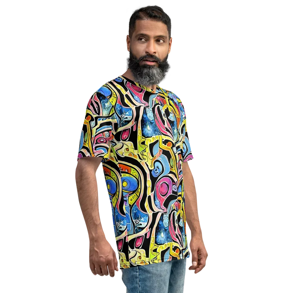 Blacklight Carnival on Men's Crew Neck T-Shirt — Right