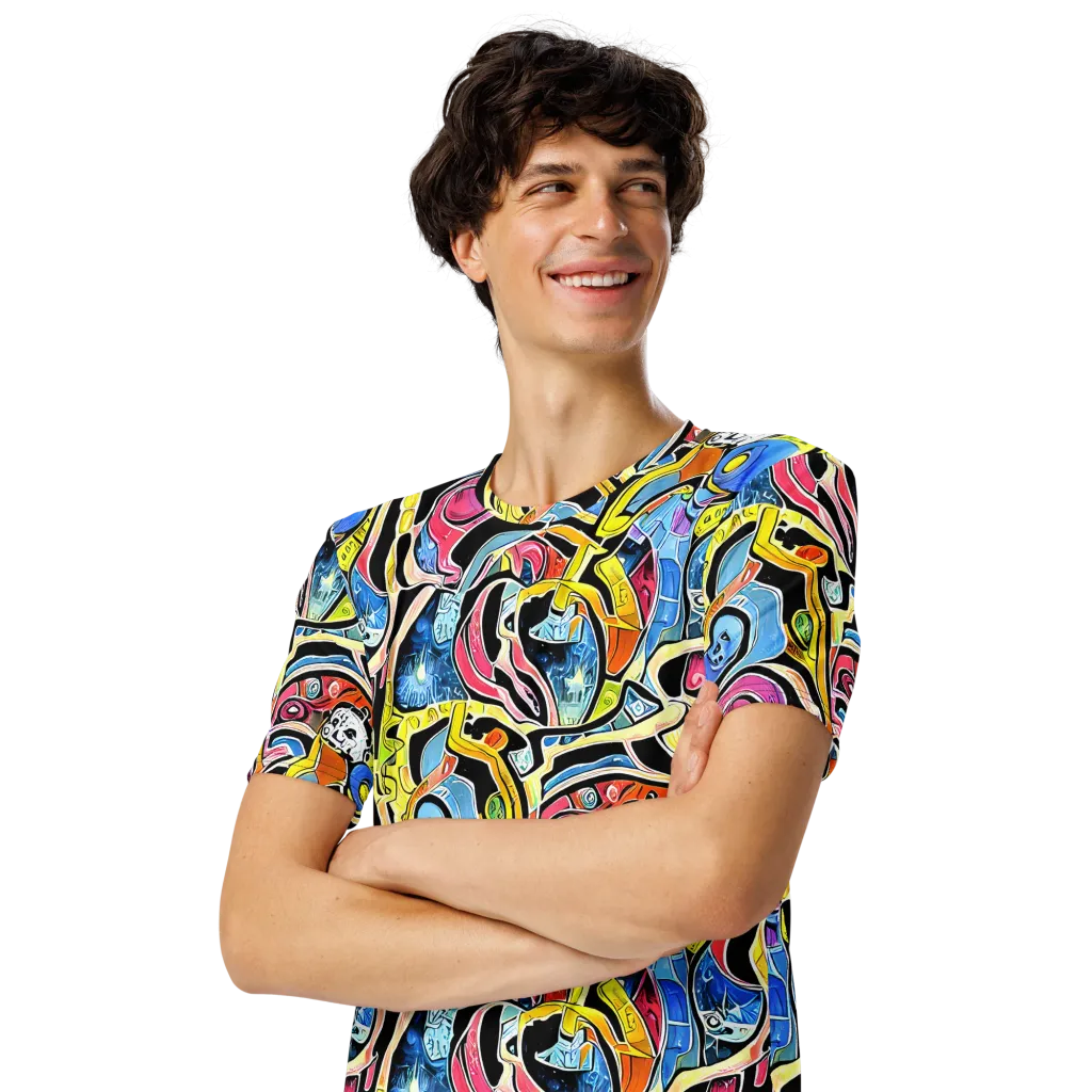 Blacklight Carnival on Men's Crew Neck T-Shirt — Left Front