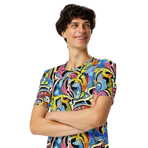Blacklight Carnival on a Men's Crew Neck T-Shirt