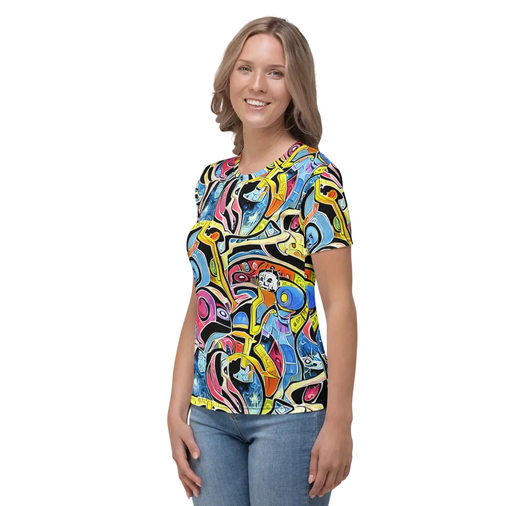 Blacklight Carnival on Women's Crew Neck T-Shirt — Left
