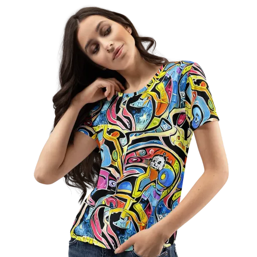 Blacklight Carnival on a Women's Crew Neck T-Shirt