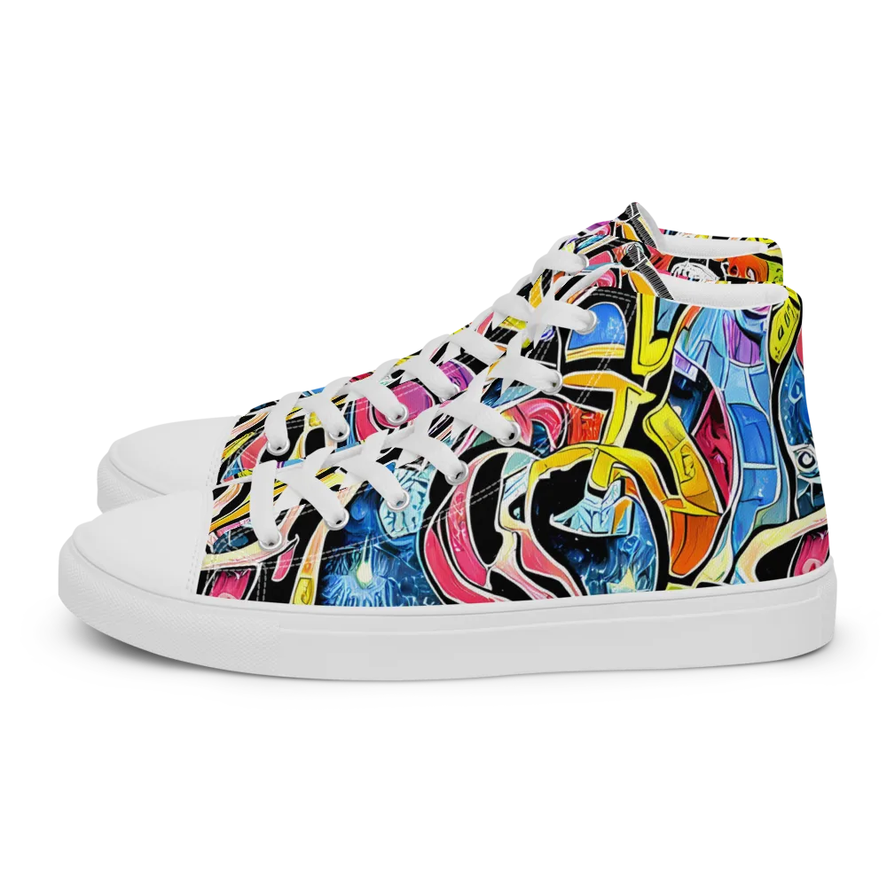Blacklight Carnival on Women's High Top Canvas Shoes — Left