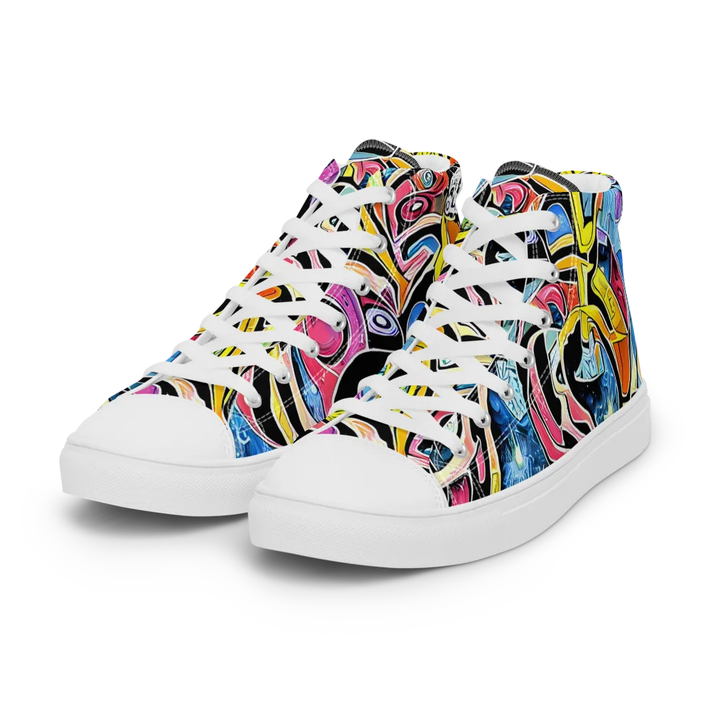 Blacklight Carnival on Women's High Top Canvas Shoes — Left Front