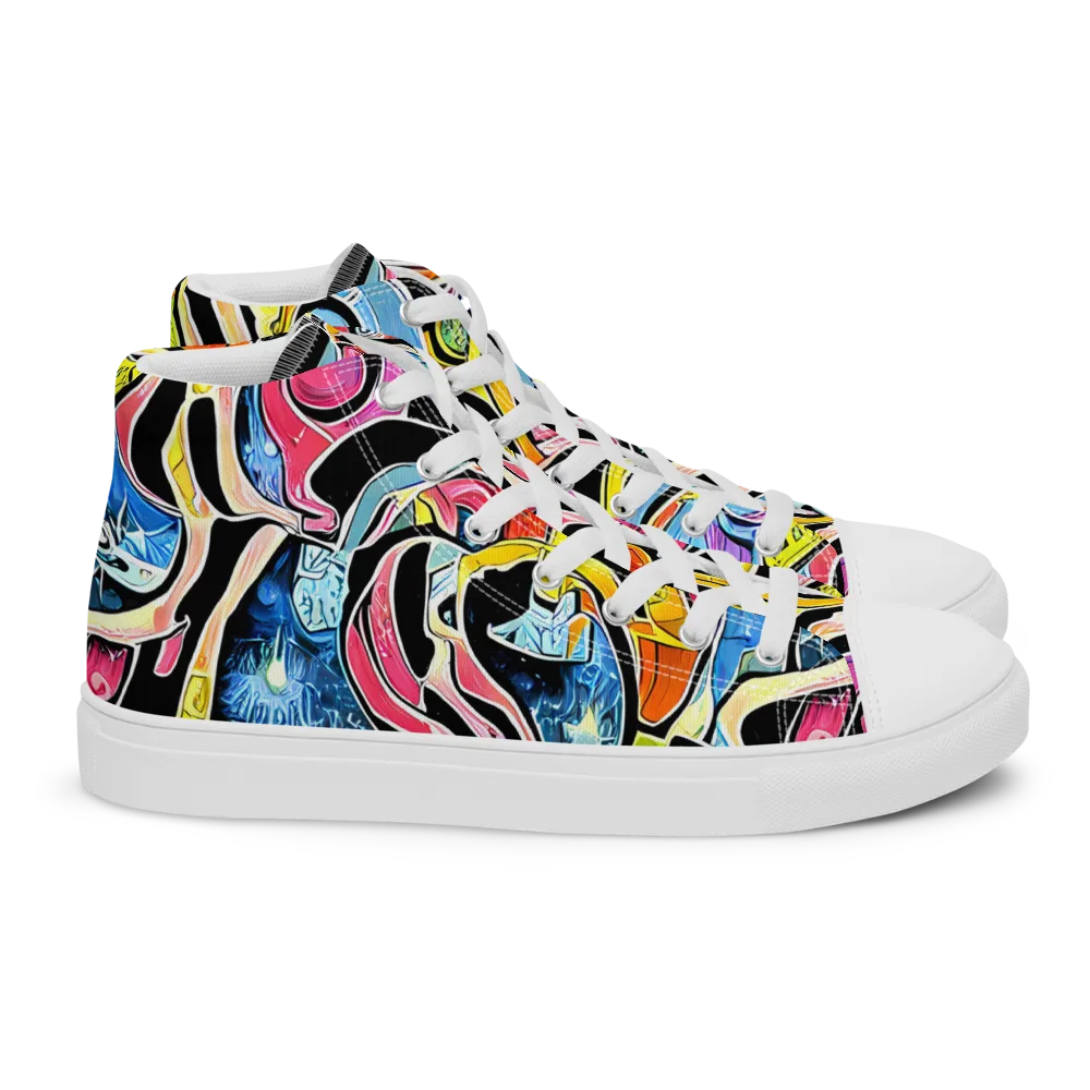 Blacklight Carnival on Women's High Top Canvas Shoes — Right