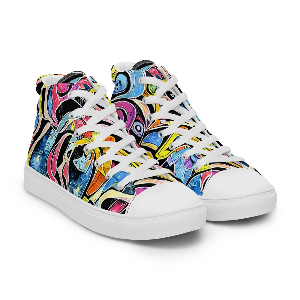 Blacklight Carnival on Women's High Top Canvas Shoes — Right Front