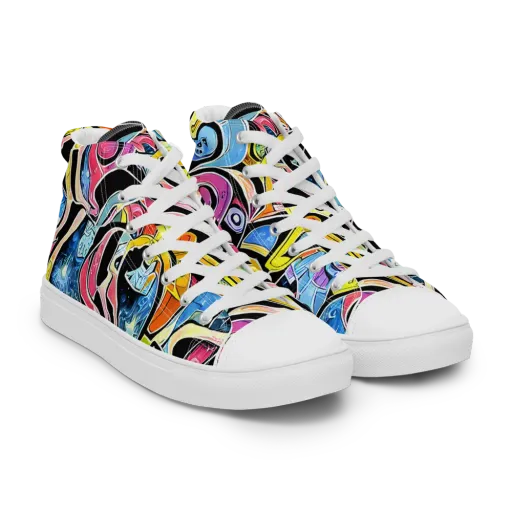Blacklight Carnival on a Women's High Top Canvas Shoes