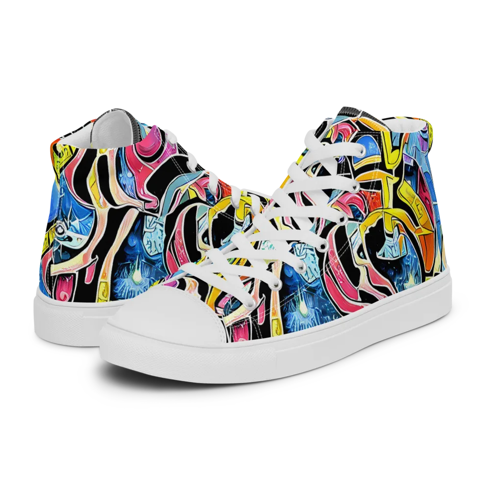 Blacklight Carnival on Women's High Top Canvas Shoes — Left