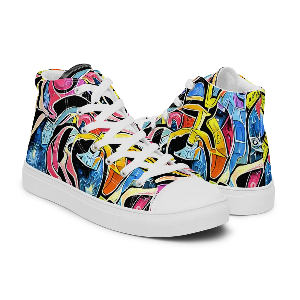 Blacklight Carnival on Women's High Top Canvas Shoes — Right