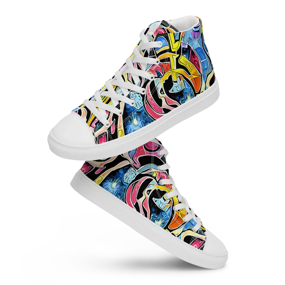 Blacklight Carnival on Women's High Top Canvas Shoes — Front