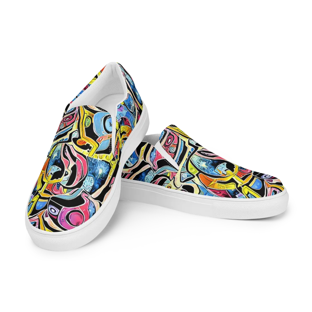Blacklight Carnival on Men's Slip-On Canvas Shoes — Left Front