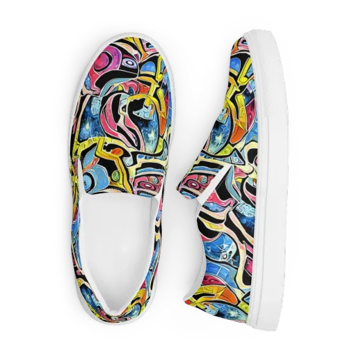 Blacklight Carnival on a Men's Slip-On Canvas Shoes