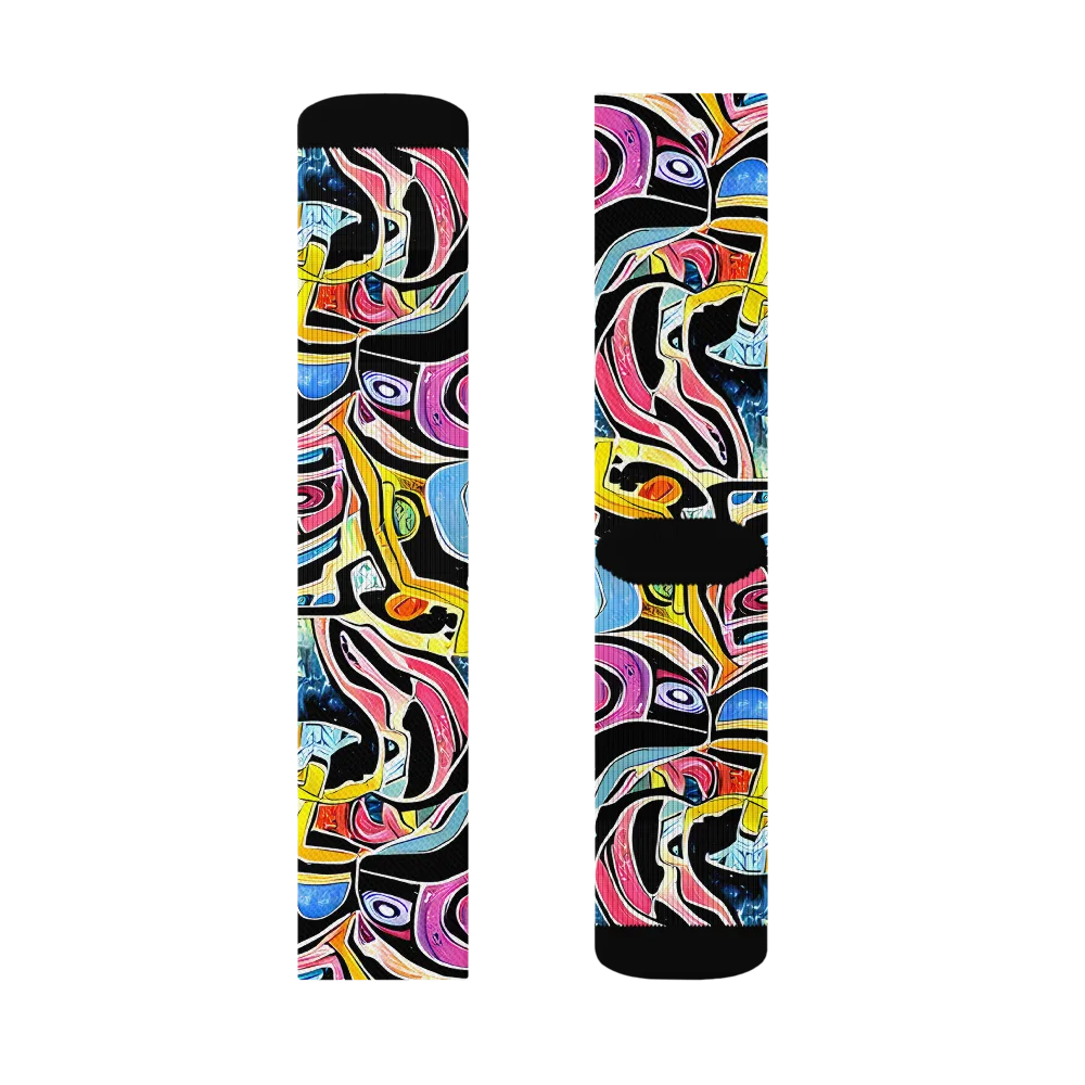 Blacklight Carnival on Socks — Right Sock