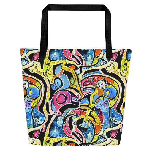 Blacklight Carnival on a Large Tote Bag W/ Pocket