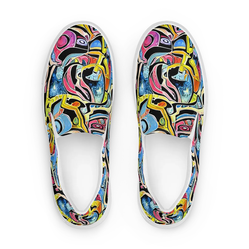 Blacklight Carnival on Women's Slip-On Canvas Shoes — Front